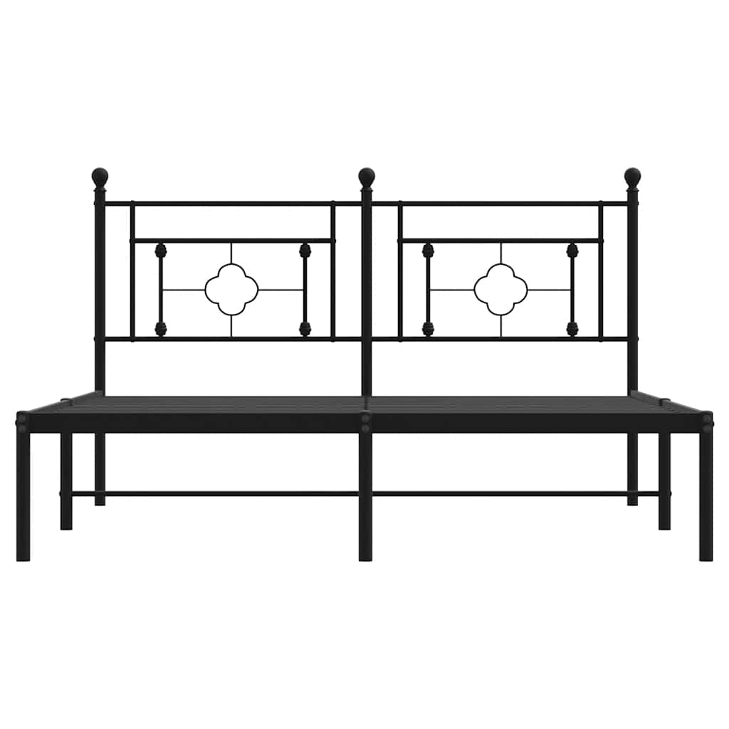 Bettgestell mit Kopfteil Metall Schwarz 150x200 cm