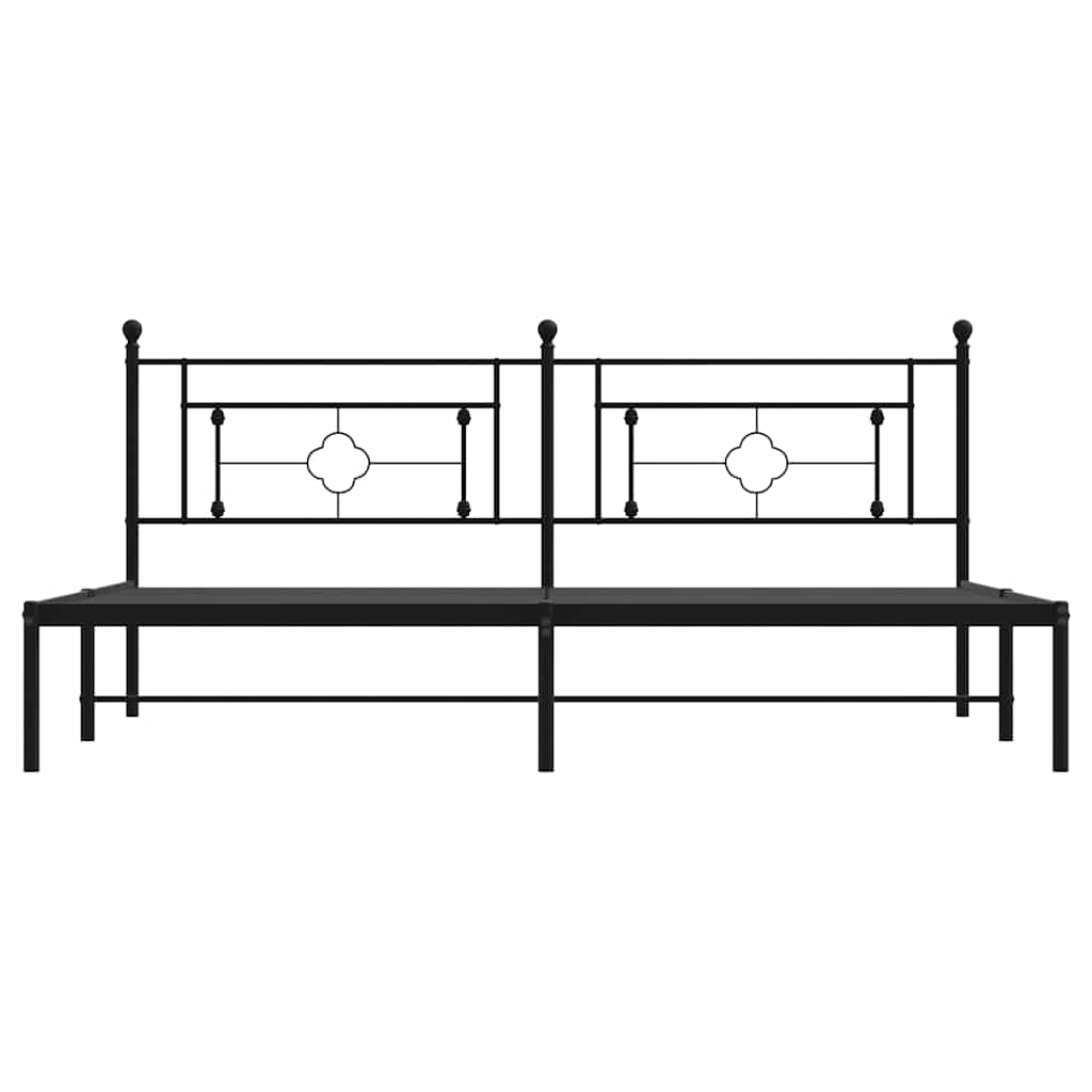 Bettgestell mit Kopfteil Metall Schwarz 193x203 cm