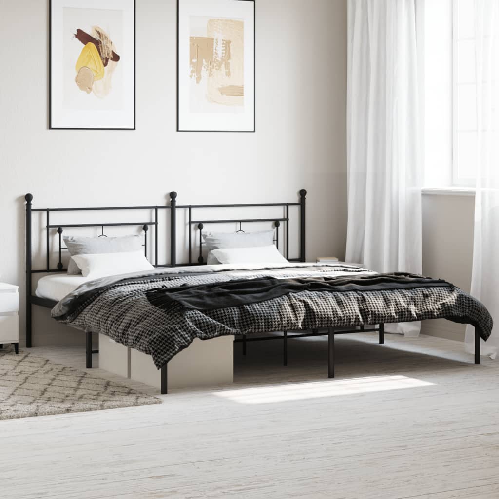 Bettgestell mit Kopfteil Metall Schwarz 200x200 cm