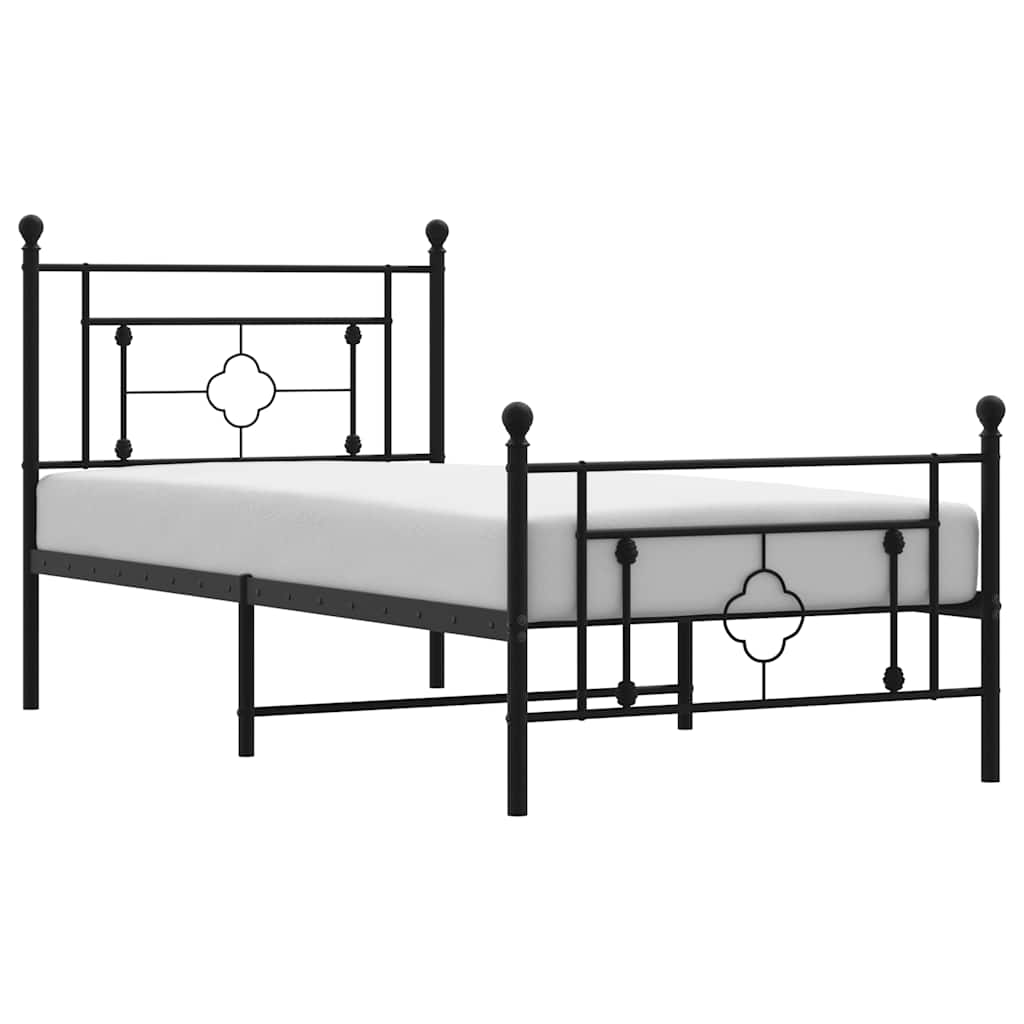 Bettgestell mit Kopf- und Fußteil Metall Schwarz 100x200 cm
