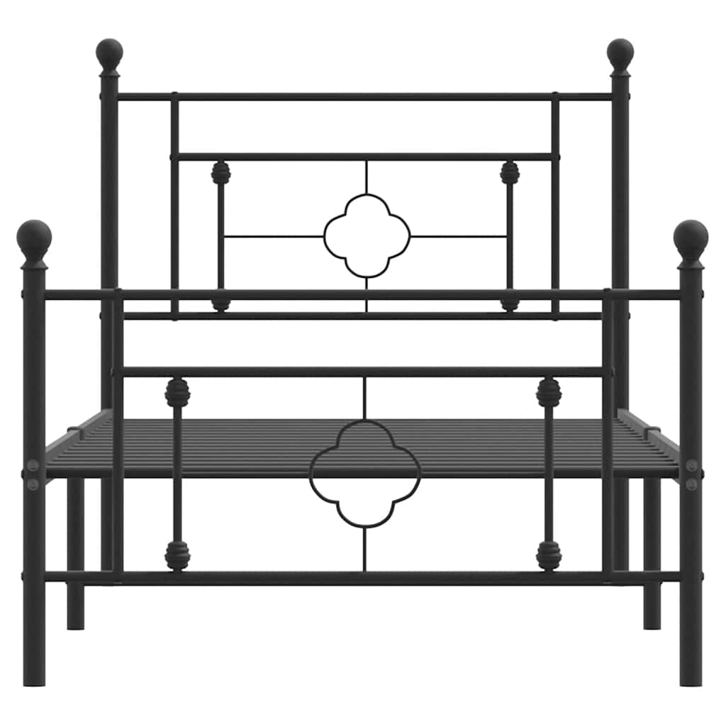 Bettgestell mit Kopf- und Fußteil Metall Schwarz 100x200 cm