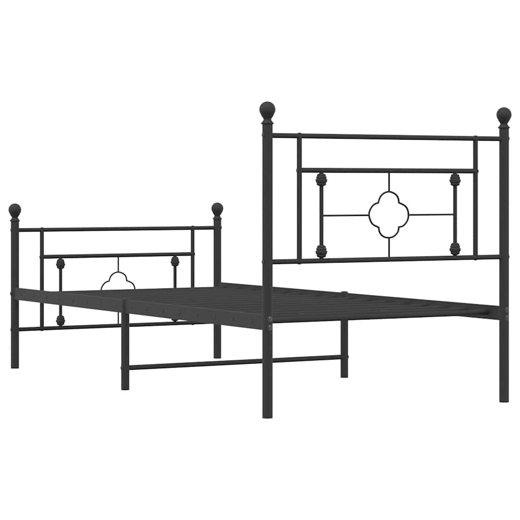 Bettgestell mit Kopf- und Fußteil Metall Schwarz 100x200 cm