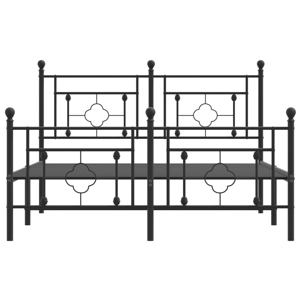Bettgestell mit Kopf- und Fußteil Metall Schwarz 135x190 cm