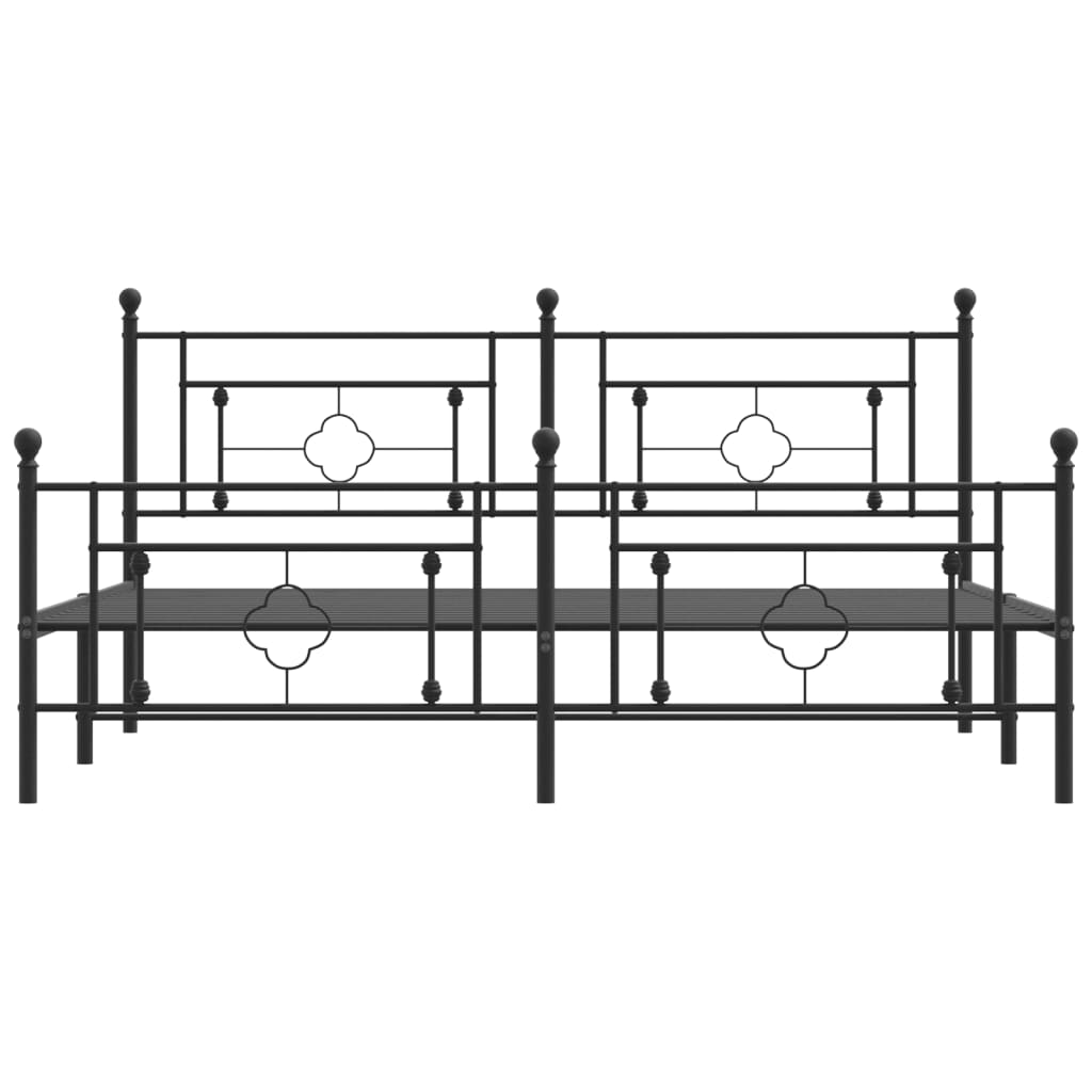 Bettgestell mit Kopf- und Fußteil Metall Schwarz 183x213 cm