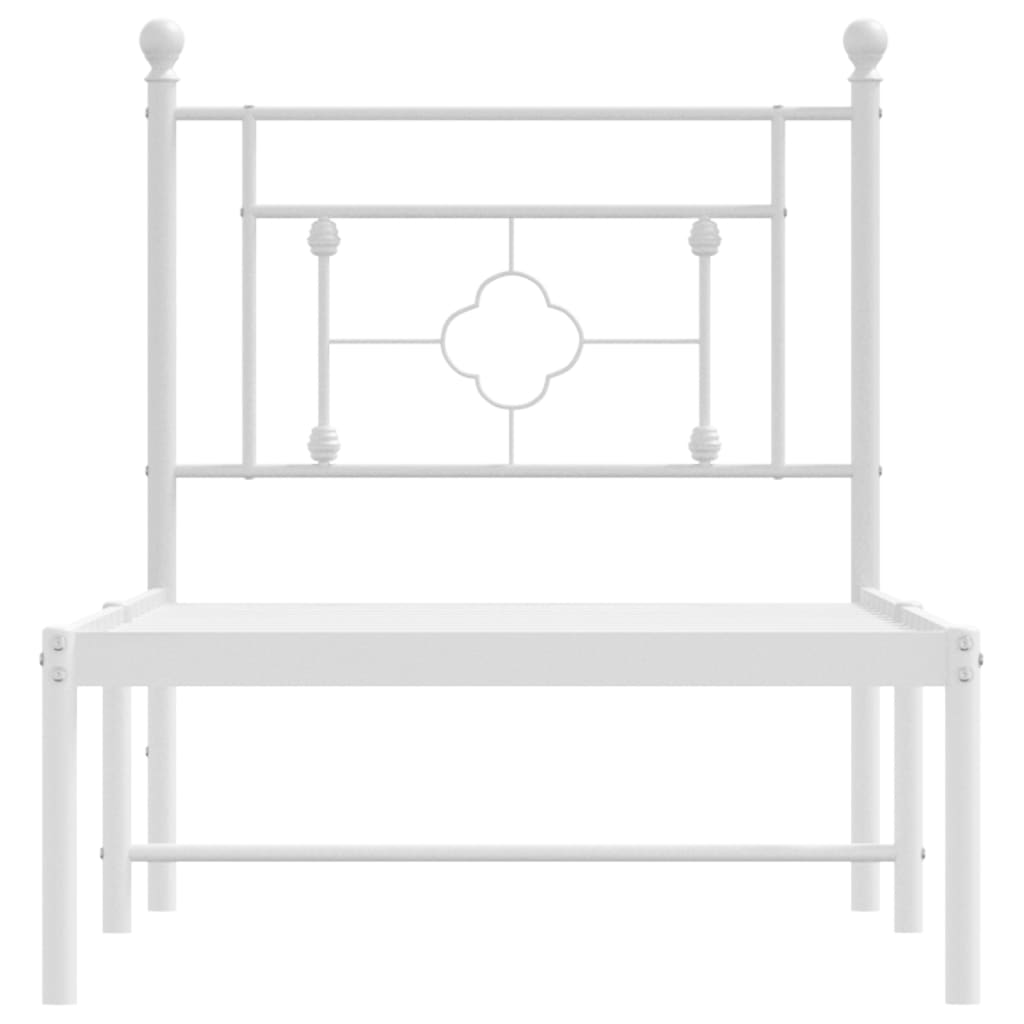 Metallbett ohne Matratze mit Kopfteil Weiß 75x190 cm