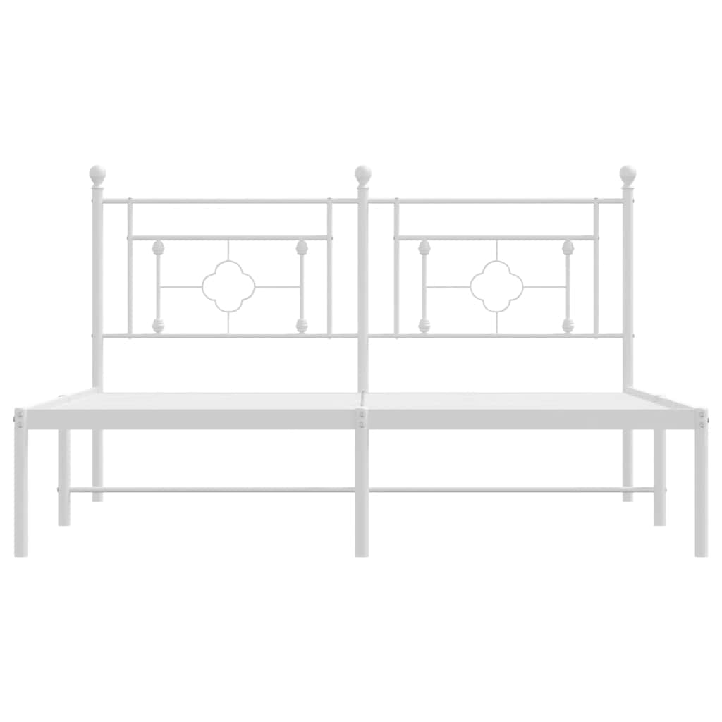 Bettgestell mit Kopfteil Metall Weiß 160x200 cm