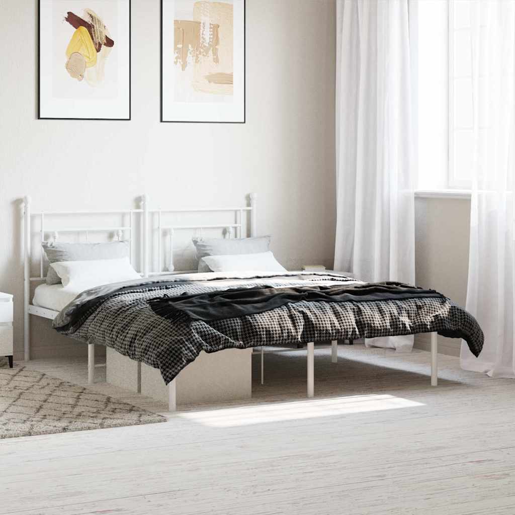 Bettgestell mit Kopfteil Metall Weiß 160x200 cm