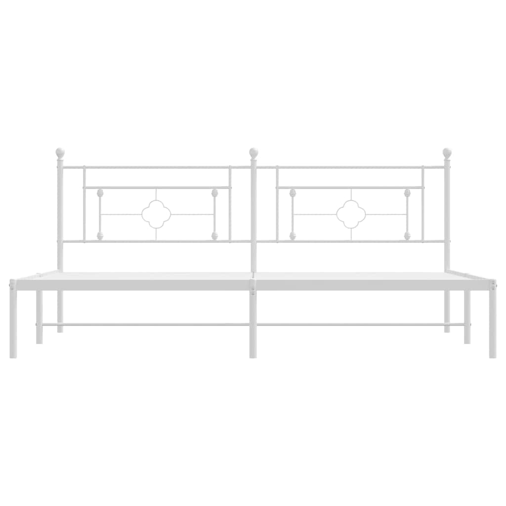 Bettgestell mit Kopfteil Metall Weiß 193x203 cm