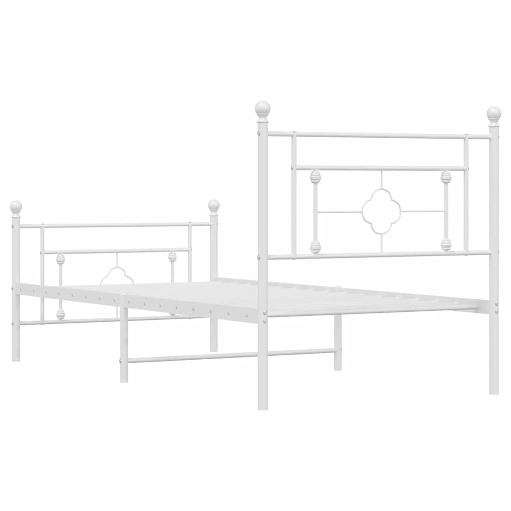Bettgestell mit Kopf- und Fußteil Metall Weiß 100x200 cm