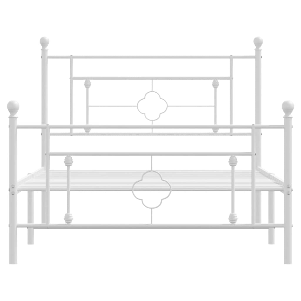 Bettgestell mit Kopf- und Fußteil Metall Weiß 107x203 cm
