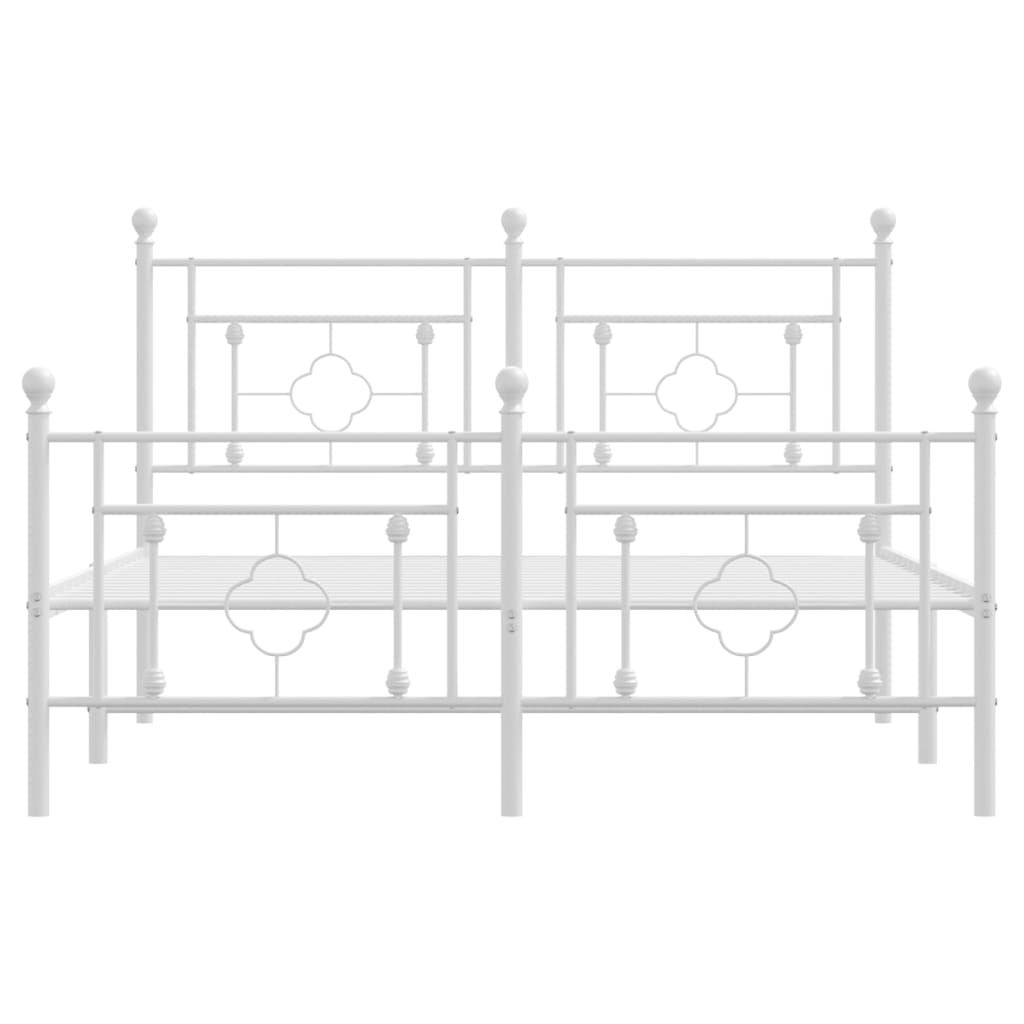 Bettgestell mit Kopf- und Fußteil Metall Weiß 135x190 cm