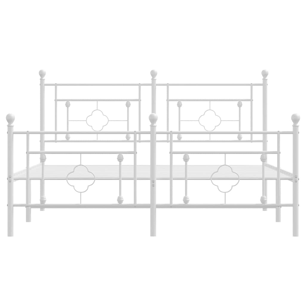 Bettgestell mit Kopf- und Fußteil Metall Weiß 150x200 cm