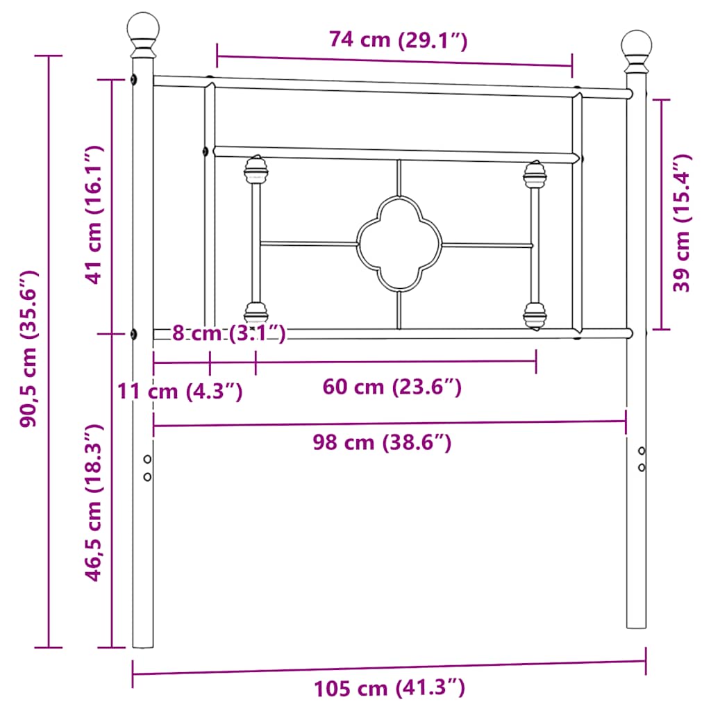 Ersatz-Kopfteil Metall Weiß 100 cm