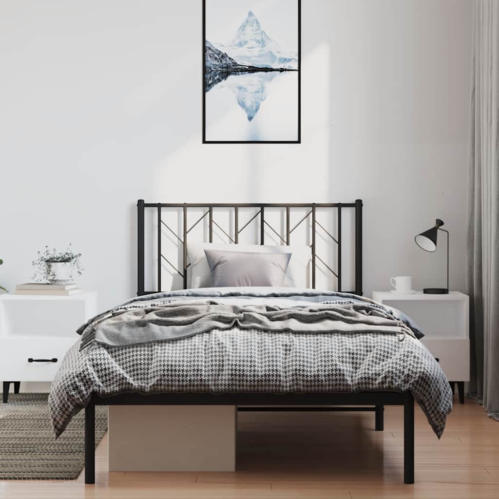 Bettgestell mit Kopfteil Metall Schwarz 100x200 cm
