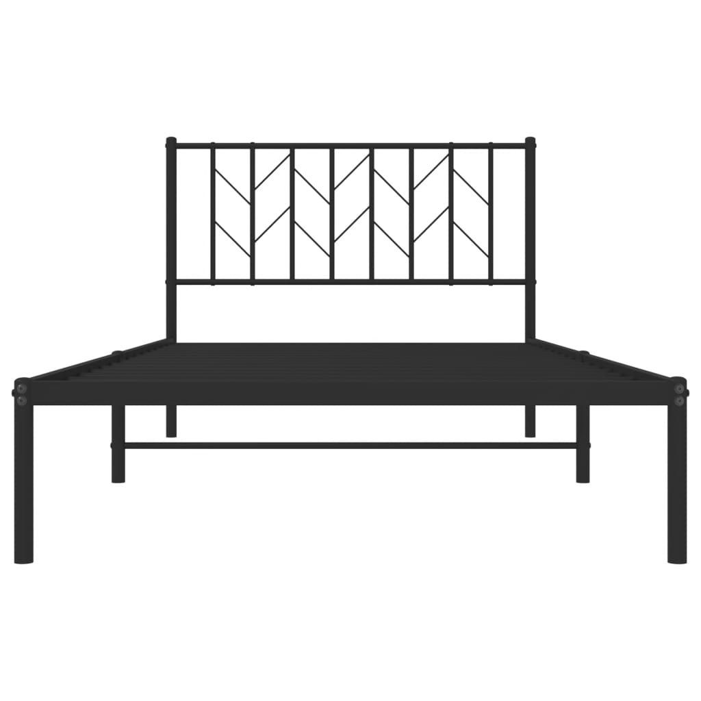 Bettgestell mit Kopfteil Metall Schwarz 107x203 cm