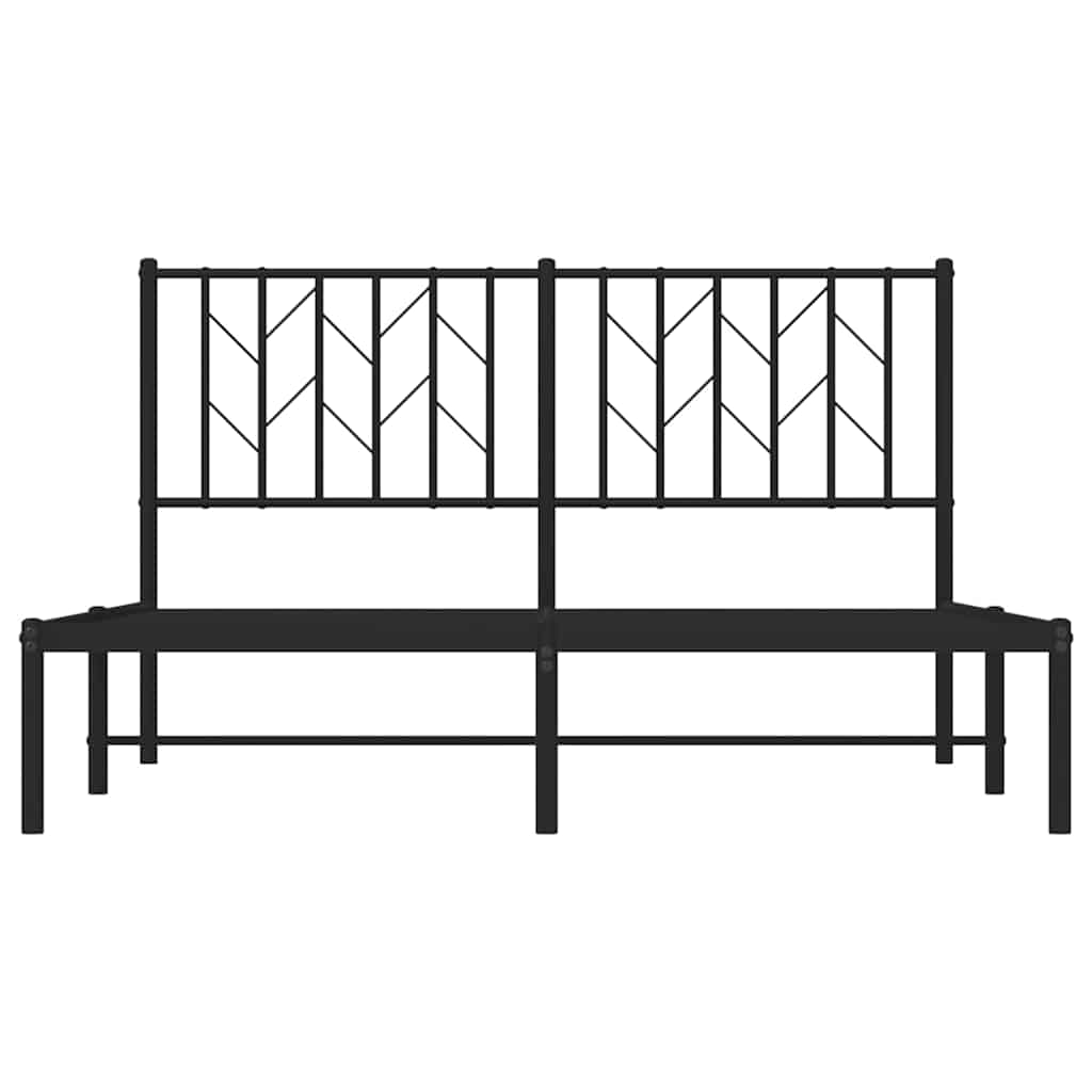 Bettgestell mit Kopfteil Metall Schwarz 140x190 cm