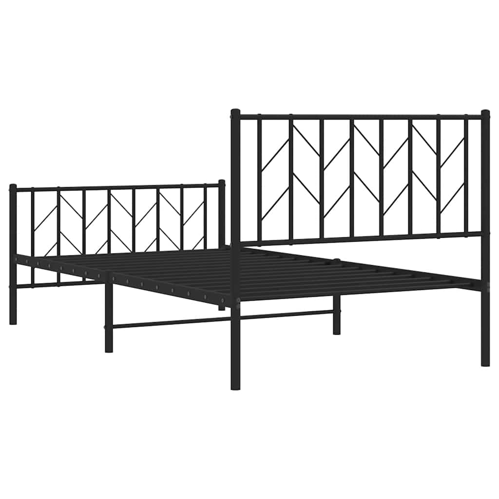 Bettgestell mit Kopf- und Fußteil Metall Schwarz 100x200 cm