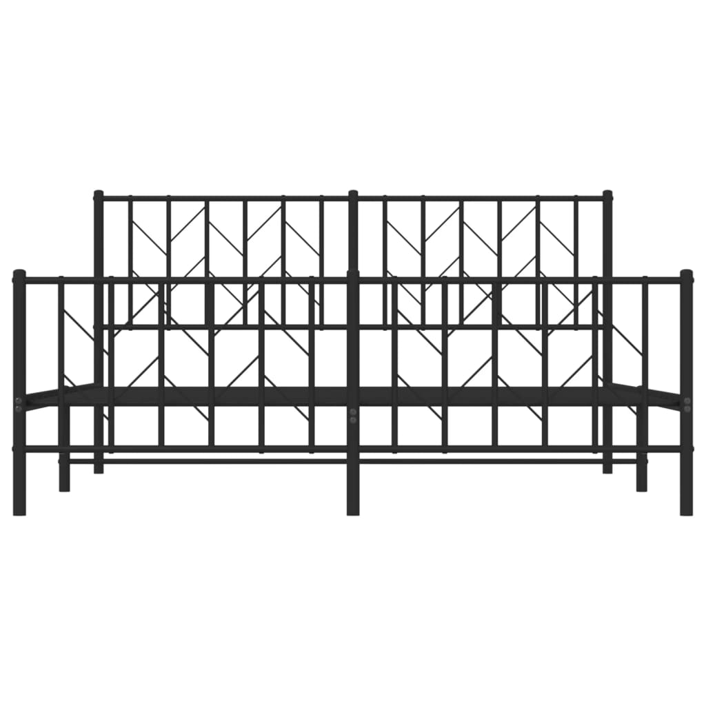 Metallbett ohne Matratze mit Fußteil Schwarz 160x200 cm