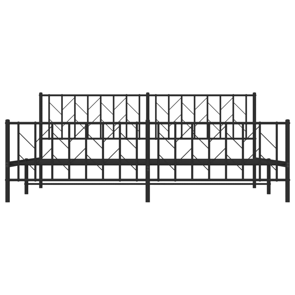 Bettgestell mit Kopf- und Fußteil Metall Schwarz 200x200 cm