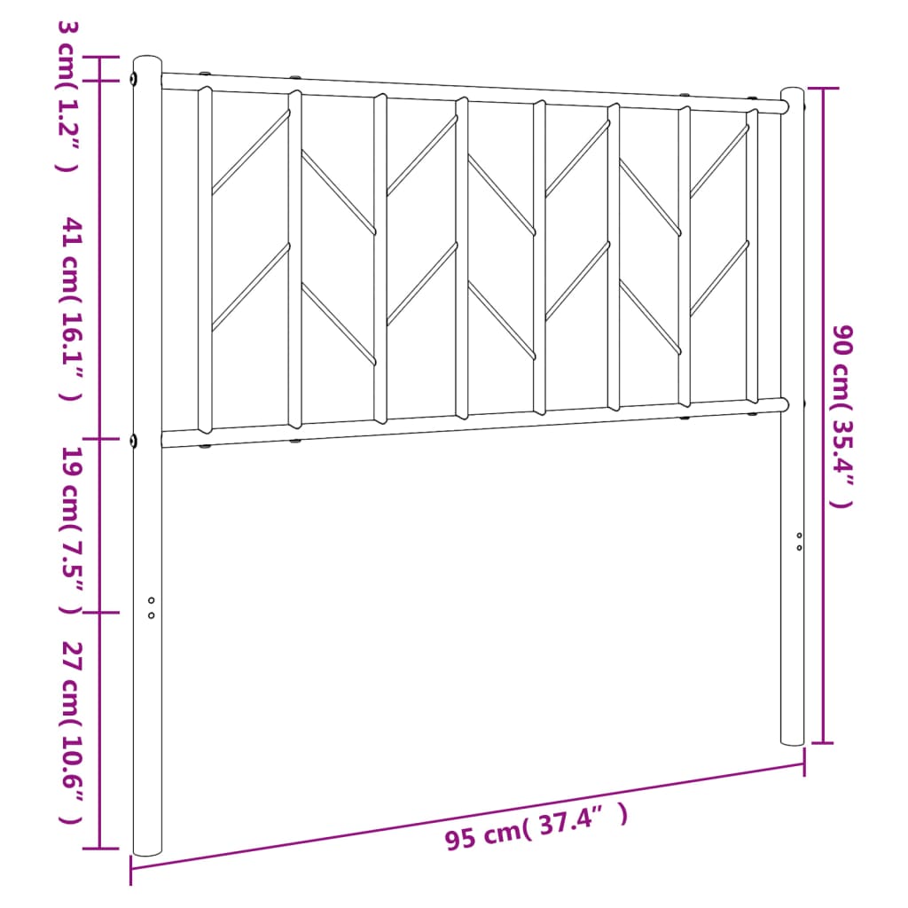 Ersatz-Kopfteil Metall Schwarz 90 cm