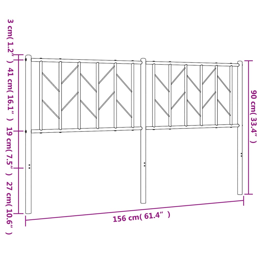 Ersatz-Kopfteil Metall Schwarz 150 cm