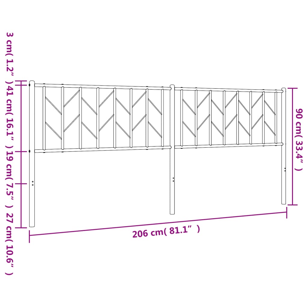 Ersatz-Kopfteil Metall Schwarz 200 cm