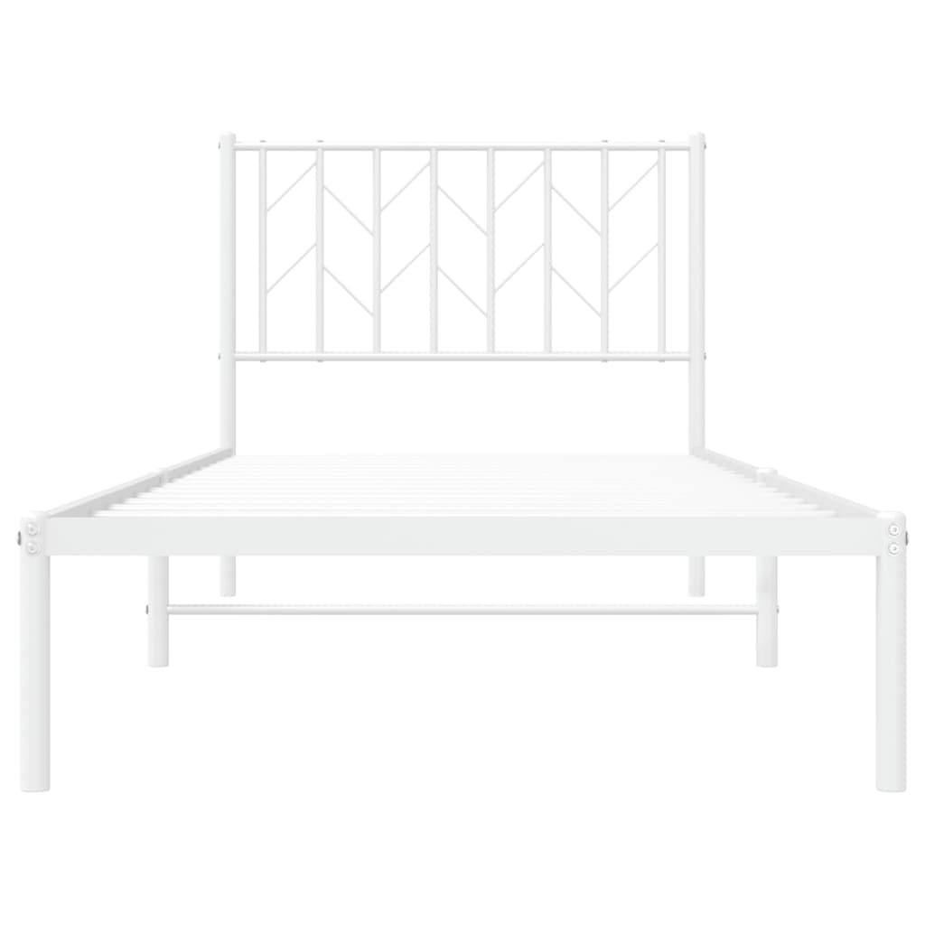 Bettgestell mit Kopfteil Metall Weiß 90x200 cm