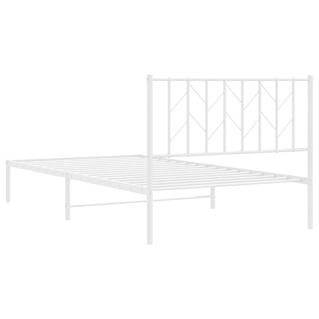 Bettgestell mit Kopfteil Metall Weiß 107x203 cm
