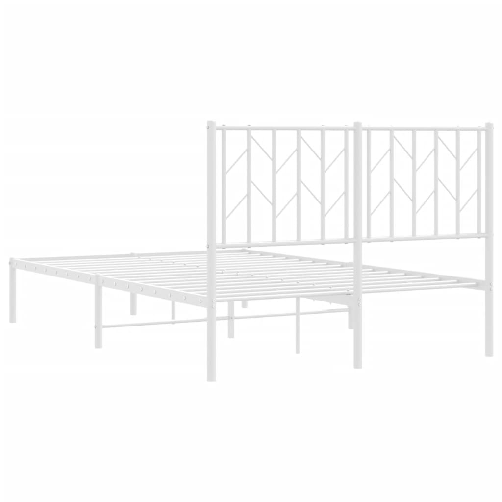Bettgestell mit Kopfteil Metall Weiß 120x190 cm