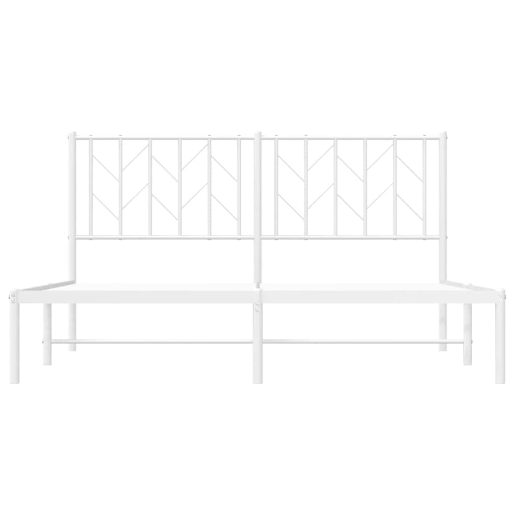 Bettgestell mit Kopfteil Metall Weiß 150x200 cm