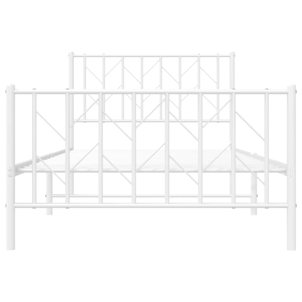 Bettgestell mit Kopf- und Fußteil Metall Weiß 100x200 cm