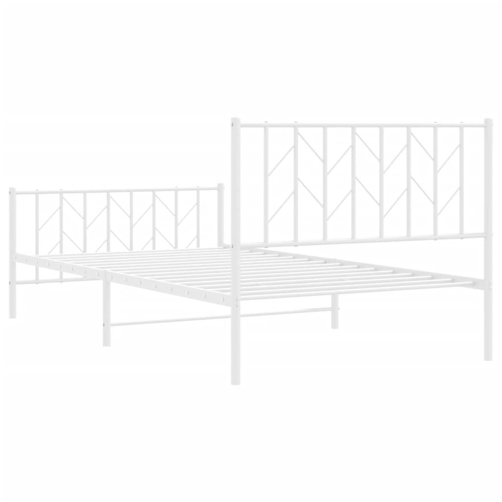 Bettgestell mit Kopf- und Fußteil Metall Weiß 107x203 cm