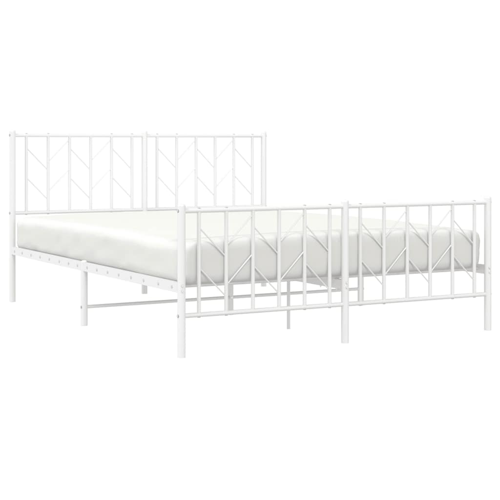 Bettgestell mit Kopf- und Fußteil Metall Weiß 150x200 cm