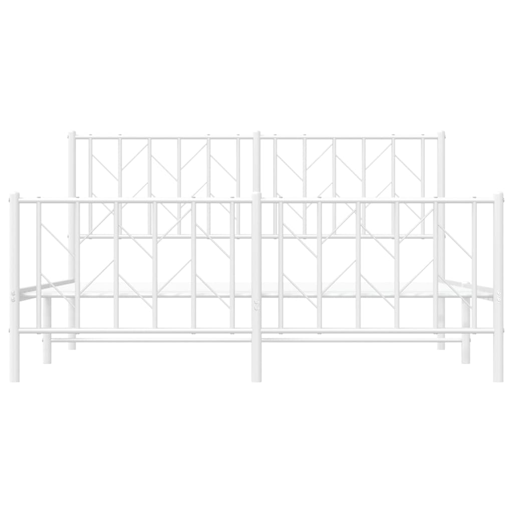 Bettgestell mit Kopf- und Fußteil Metall Weiß 150x200 cm