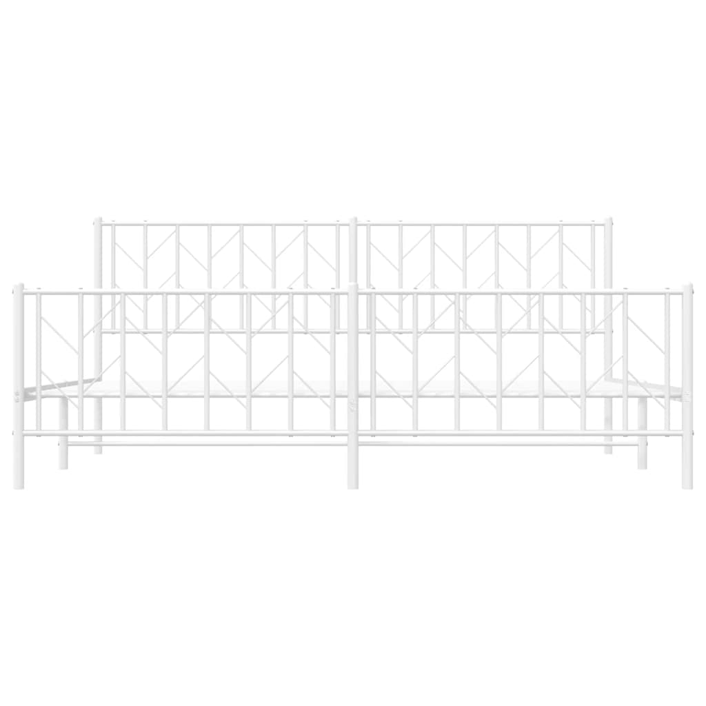Bettgestell mit Kopf- und Fußteil Metall Weiß 193x203 cm