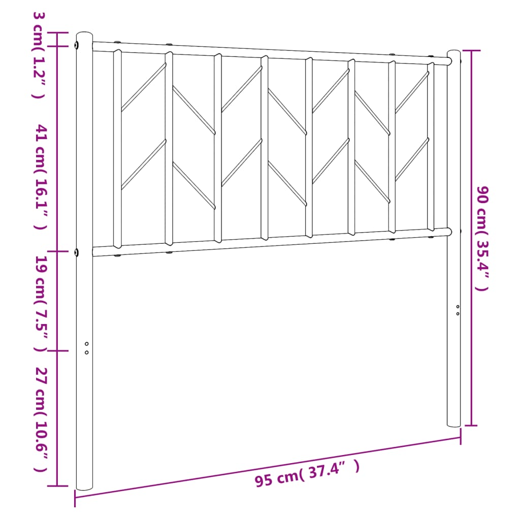 Ersatz-Kopfteil Metall Weiß 90 cm