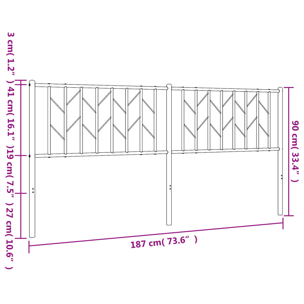 Ersatz-Kopfteil Metall Weiß 180 cm