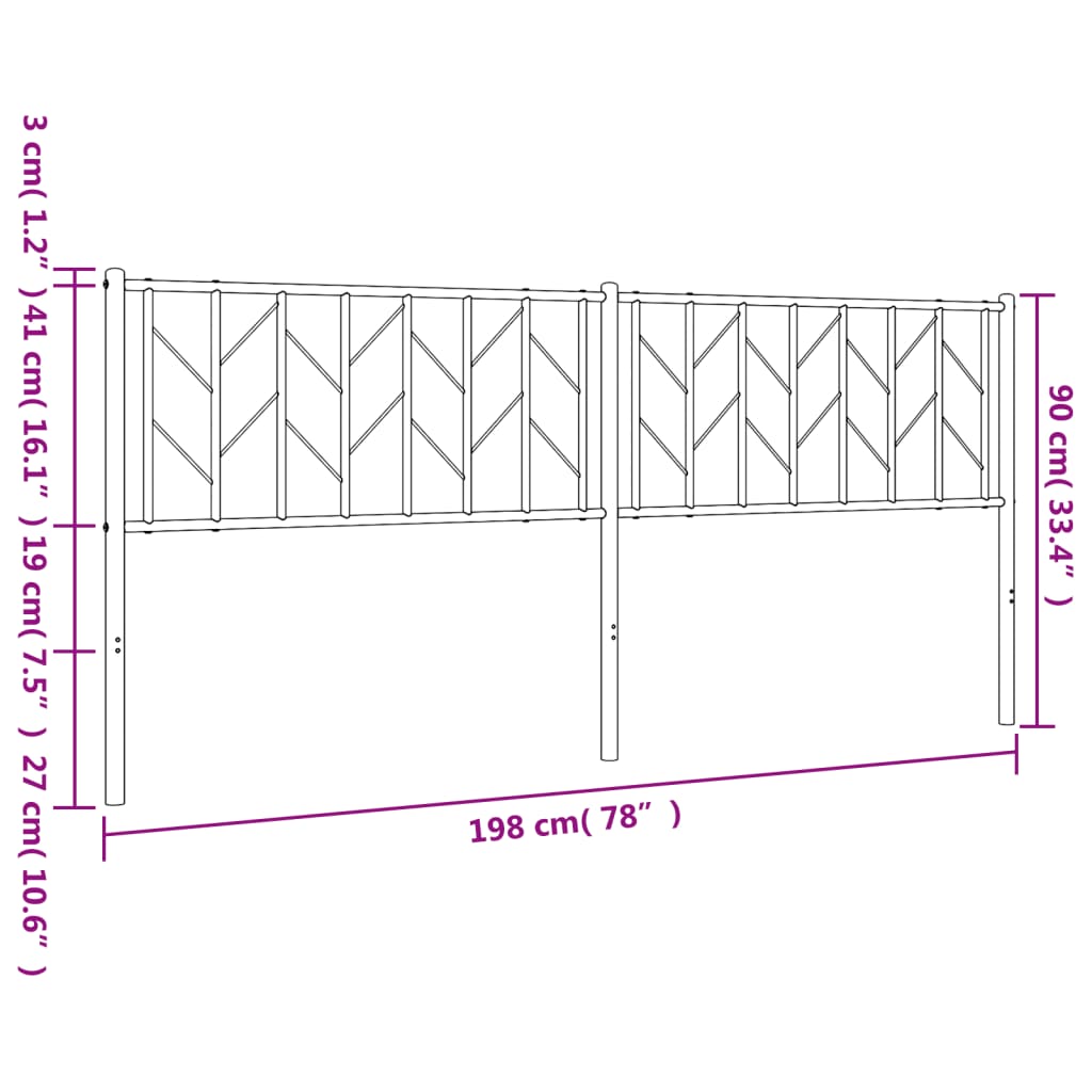 Ersatz-Kopfteil Metall Weiß 193 cm
