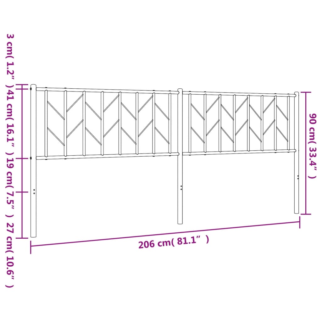 Ersatz-Kopfteil Metall Weiß 200 cm
