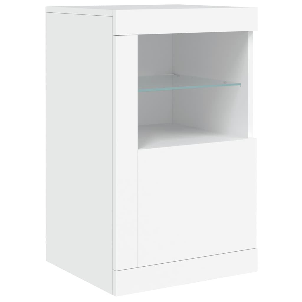 Beistellschrank mit LED-Leuchten Weiß Holzwerkstoff