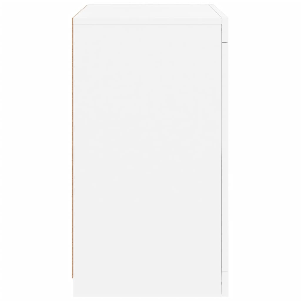 Beistellschränke mit LED-Leuchten 2 Stk. Weiß Holzwerkstoff