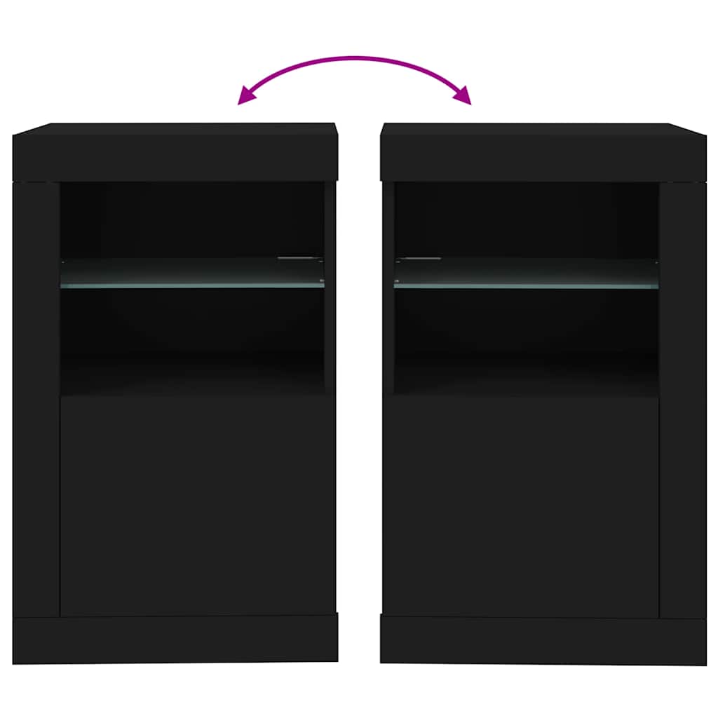 Beistellschrank mit LED-Leuchten Schwarz Holzwerkstoff
