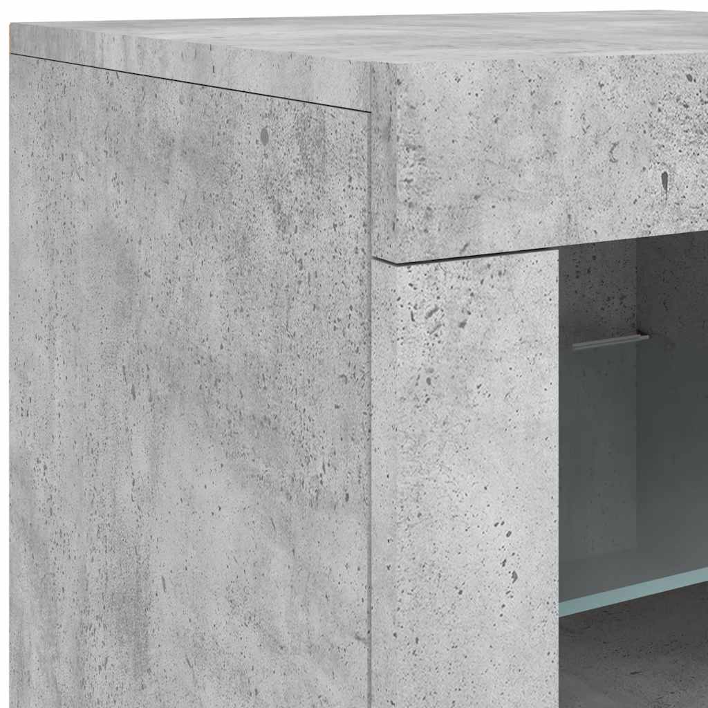 Beistellschrank mit LED-Leuchten Betongrau Holzwerkstoff
