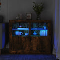 Beistellschränke mit LED-Leuchten 2 Stk. Räuchereiche