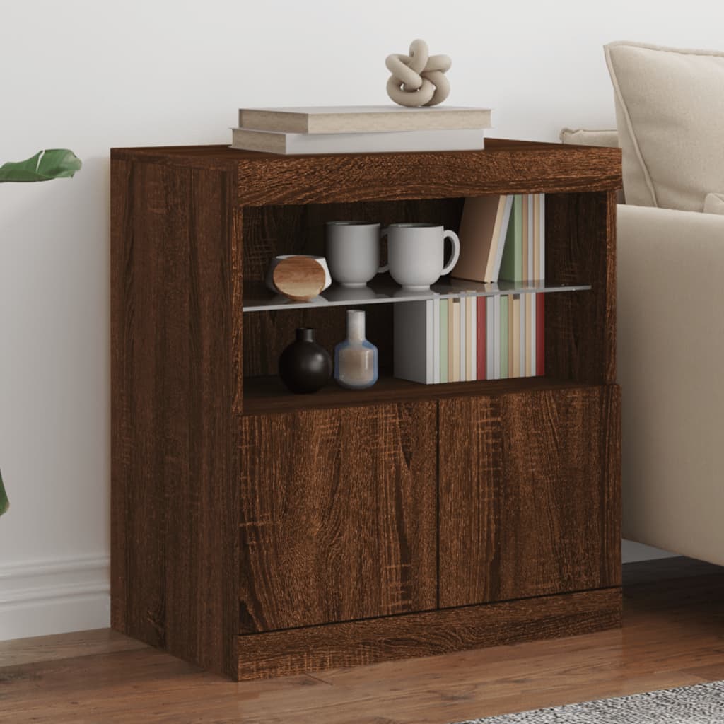 Sideboard mit LED-Leuchten Braun Eichen-Optik 60x37x67 cm