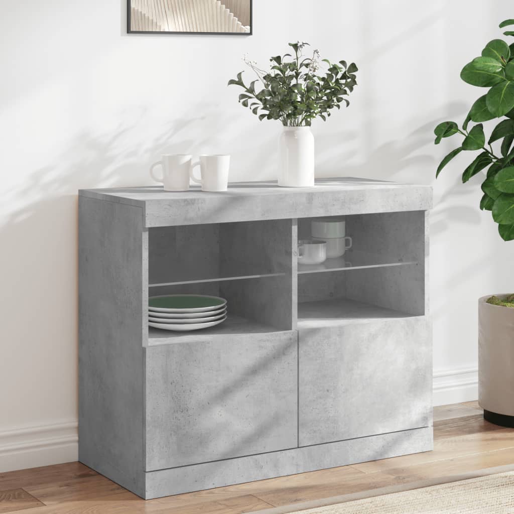 Sideboard mit LED-Leuchten Betongrau 81x37x67 cm