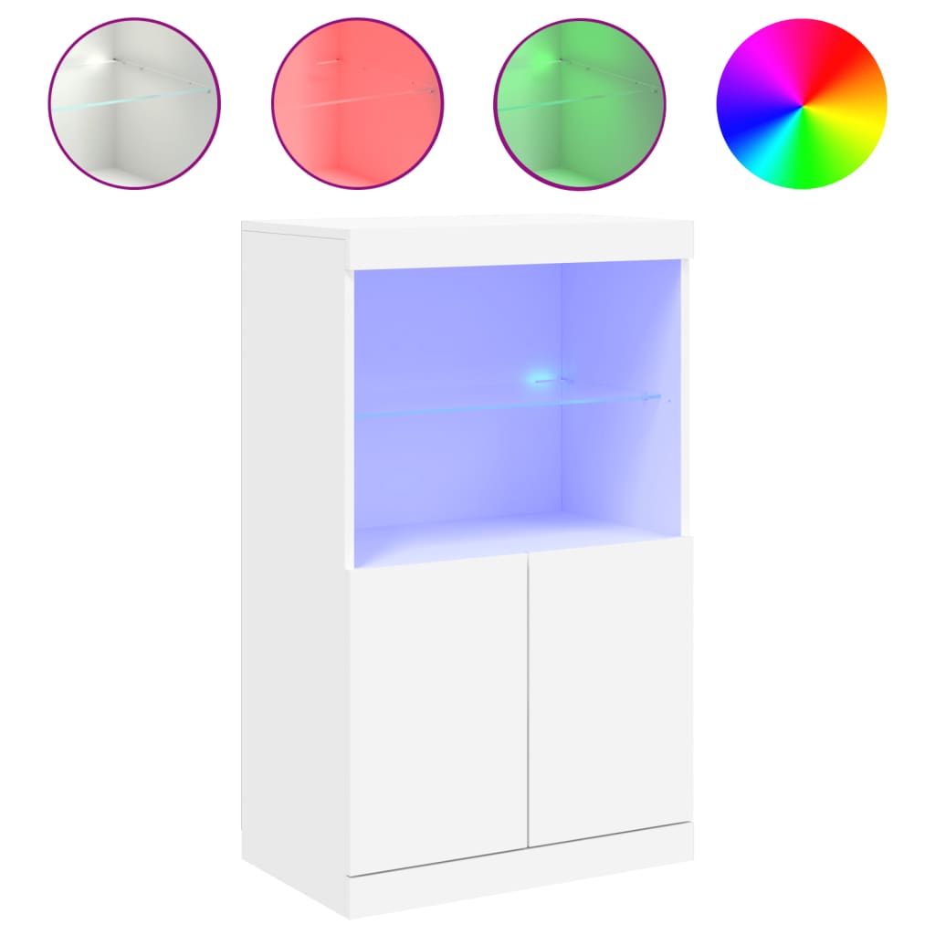 Sideboard mit LED-Leuchten Weiß 60,5x37x100 cm