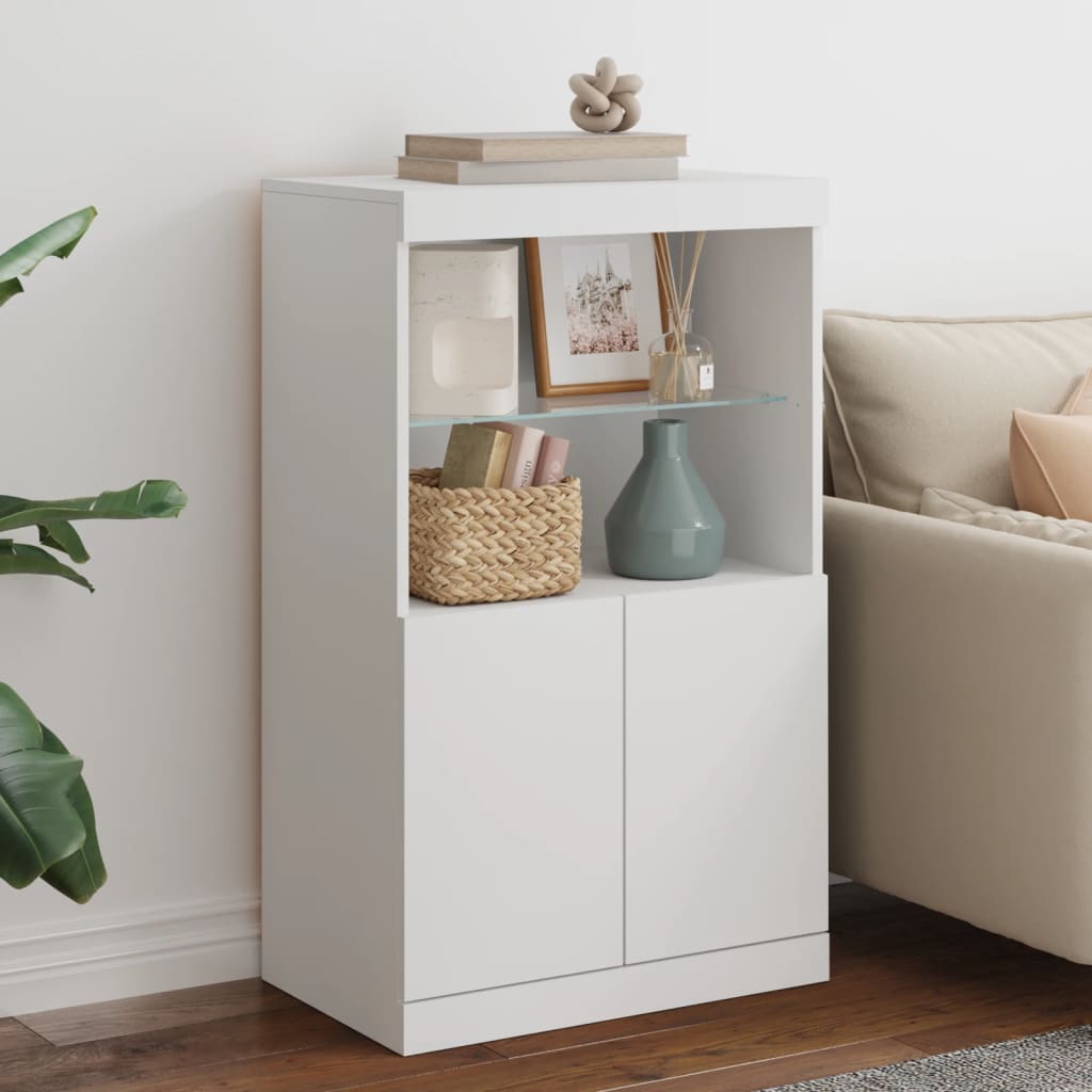 Sideboard mit LED-Leuchten Weiß 60,5x37x100 cm