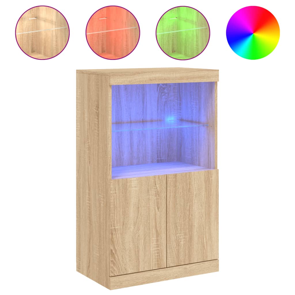 Sideboard mit LED-Leuchten Sonoma-Eiche 60,5x37x100 cm