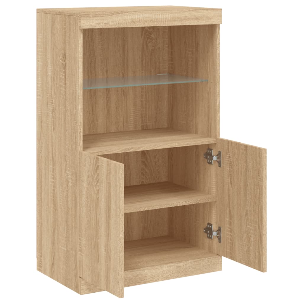 Sideboard mit LED-Leuchten Sonoma-Eiche 60,5x37x100 cm